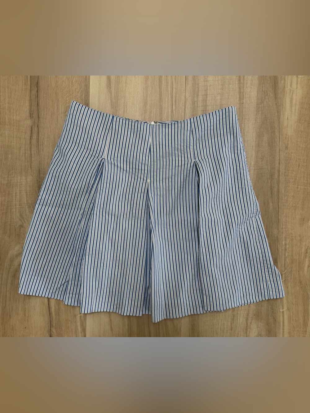 Kenneth Cole Blue and White Striped Circle Skirt